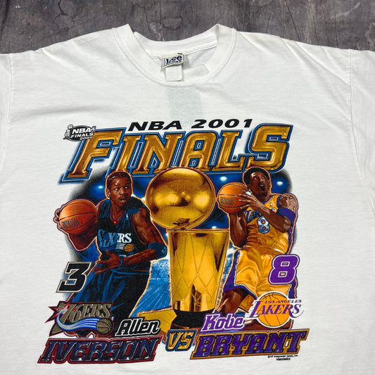 2001 White Kobe Vs Allen Iverson NBA Finals Graphic Shirt XL AS82