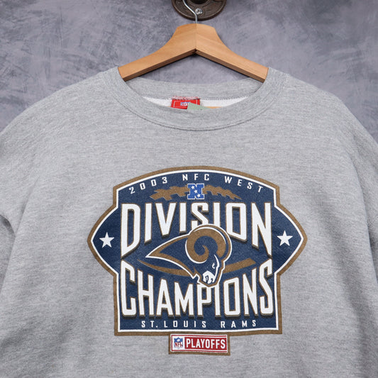 2003 Grey St. Louis Rams NFC West Division Champions Crewneck Sweatshirt 6483