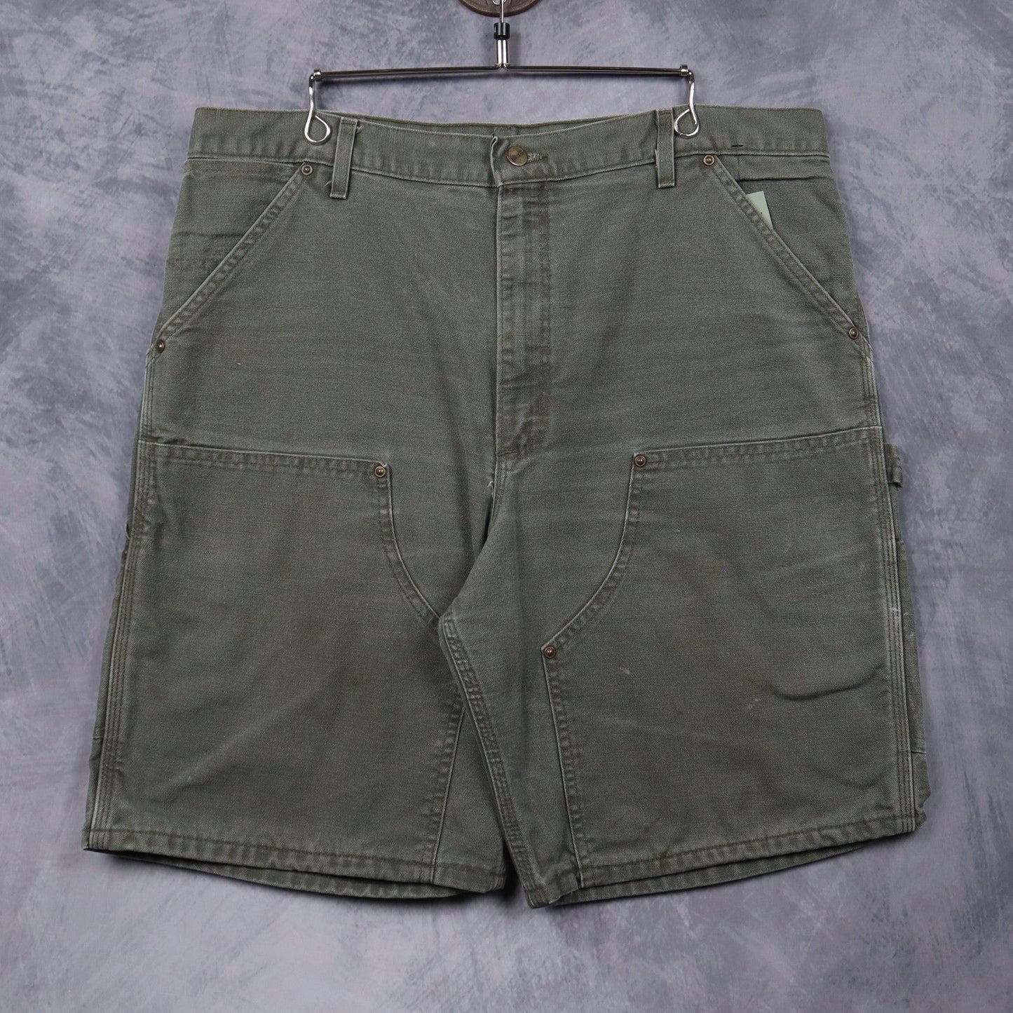 90s Olive Green Carhartt B80 MOS Double Knee Carpenter Shorts 4998