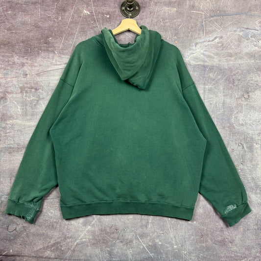 90s Forest Green Nike Repaired Mini Swoosh Essential Logo Hoodie XL 1958