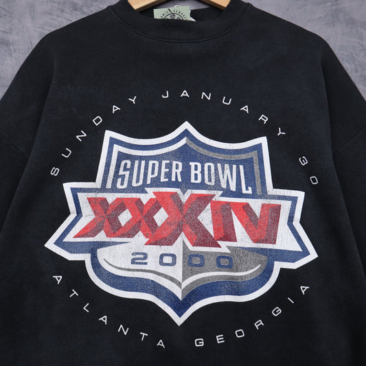 2000 Black Super Bowl XXXIV Atlanta Crewneck Sweatshirt 6478