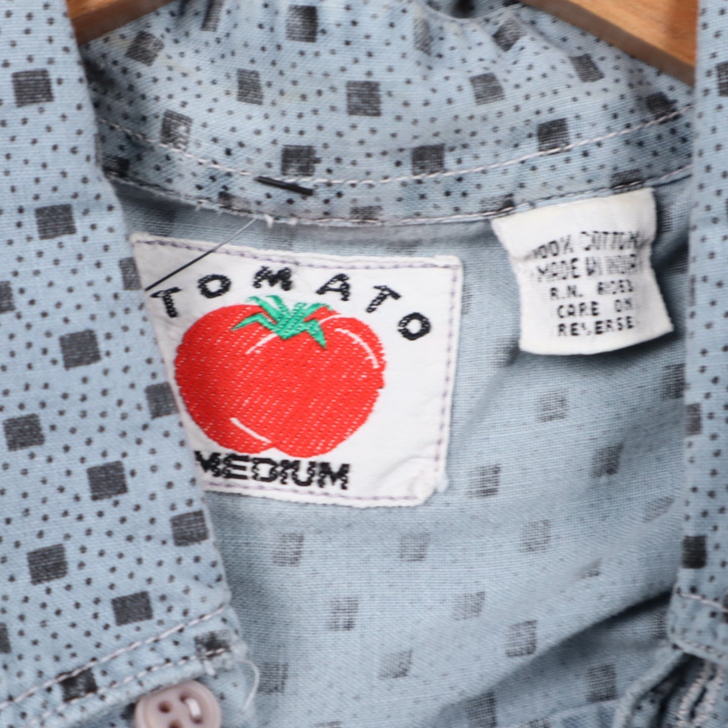 90s Light Blue Tomato Geometric Print Short Sleeve Button Up Shirt 4816