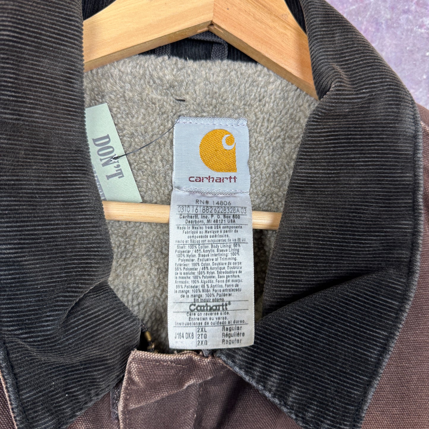 Early 00s Mocha Brown Carhartt Cropped Arctic Work Jacket XXL 2384
