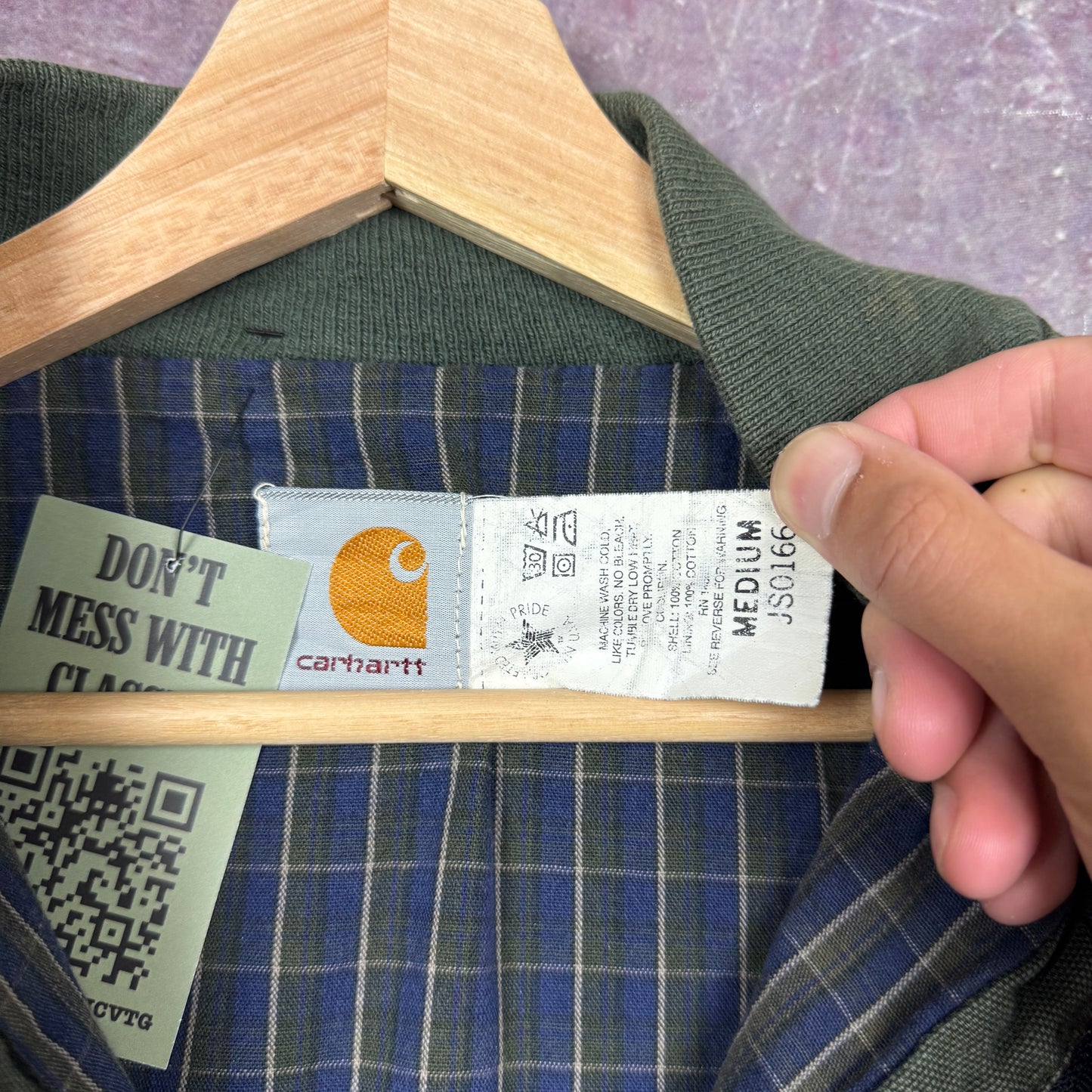 80s Olive Green Carhartt Western Santa Fe Lightweight Work Jacket L 2325