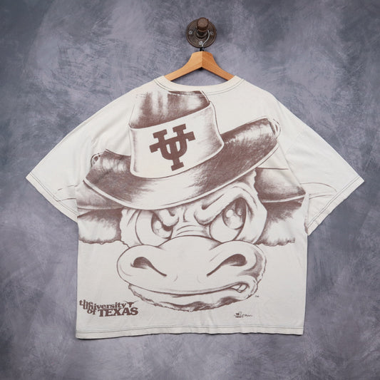90s White University Of Texas Longhorns Big Print Shirt 5731