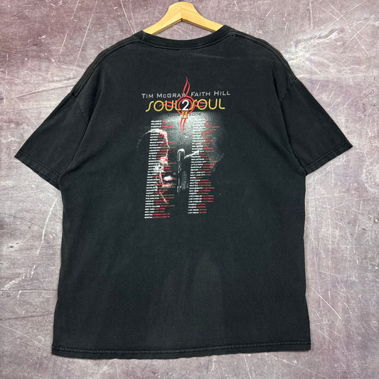 2006 Faded Black Tim McGraw Faith Hill Soul 2 Soul Tour Graphic Shirt L 2862