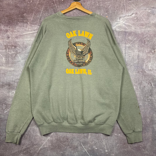 90s Olive Green Harley Davidson Sweatshirt 3089