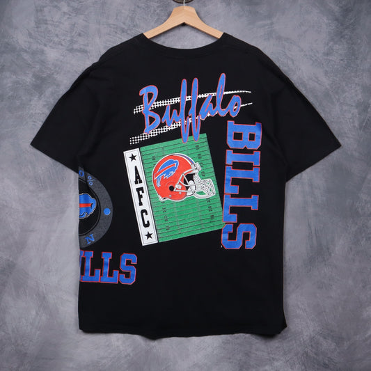 90s Black Buffalo Bills All Over Print Shirt 6749