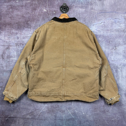 90s Tan Brown Carhartt Cropped Arctic Work Jacket XL 2331