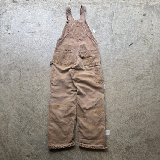 90s Tan Brown Carhartt Double Knee Insulated Work Overalls 34x29.5 2500