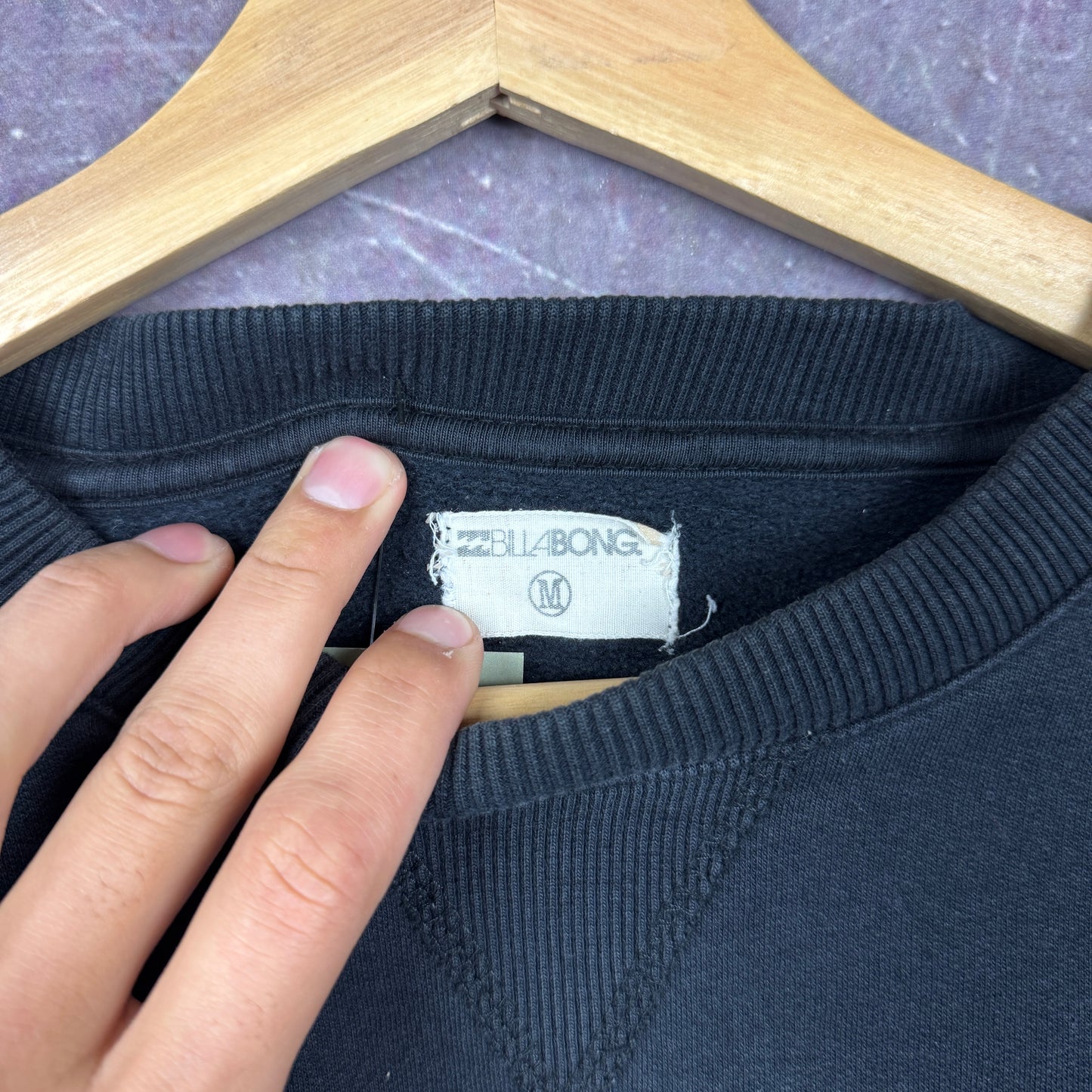 Early 00s Black Billabong Spellout Logo Graphic Crewneck Sweatshirt M 1735