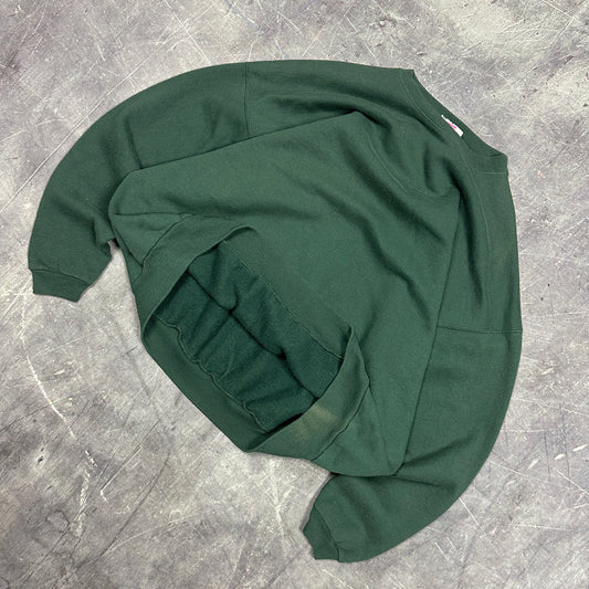90s Forest Green Hanes Herway Blank Essential Crewneck Sweatshirt L AA73