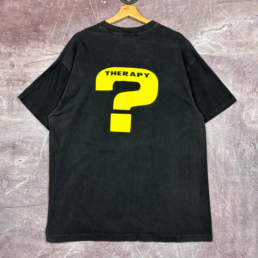 90s Black Therapy? Leave Me Alone Rock Band Graphic Shirt L 2830
