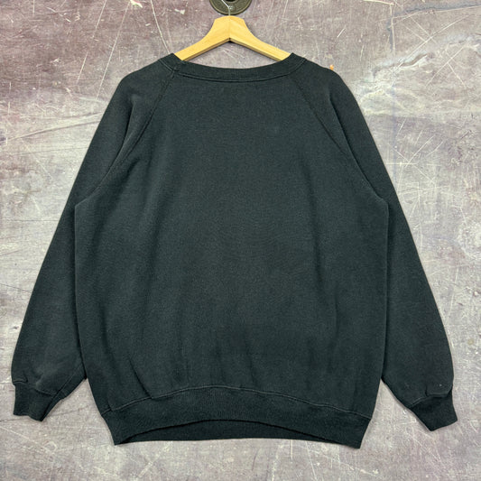 90s Black Hanes Sport Blank Essential Crewneck Sweatshirt L 1986