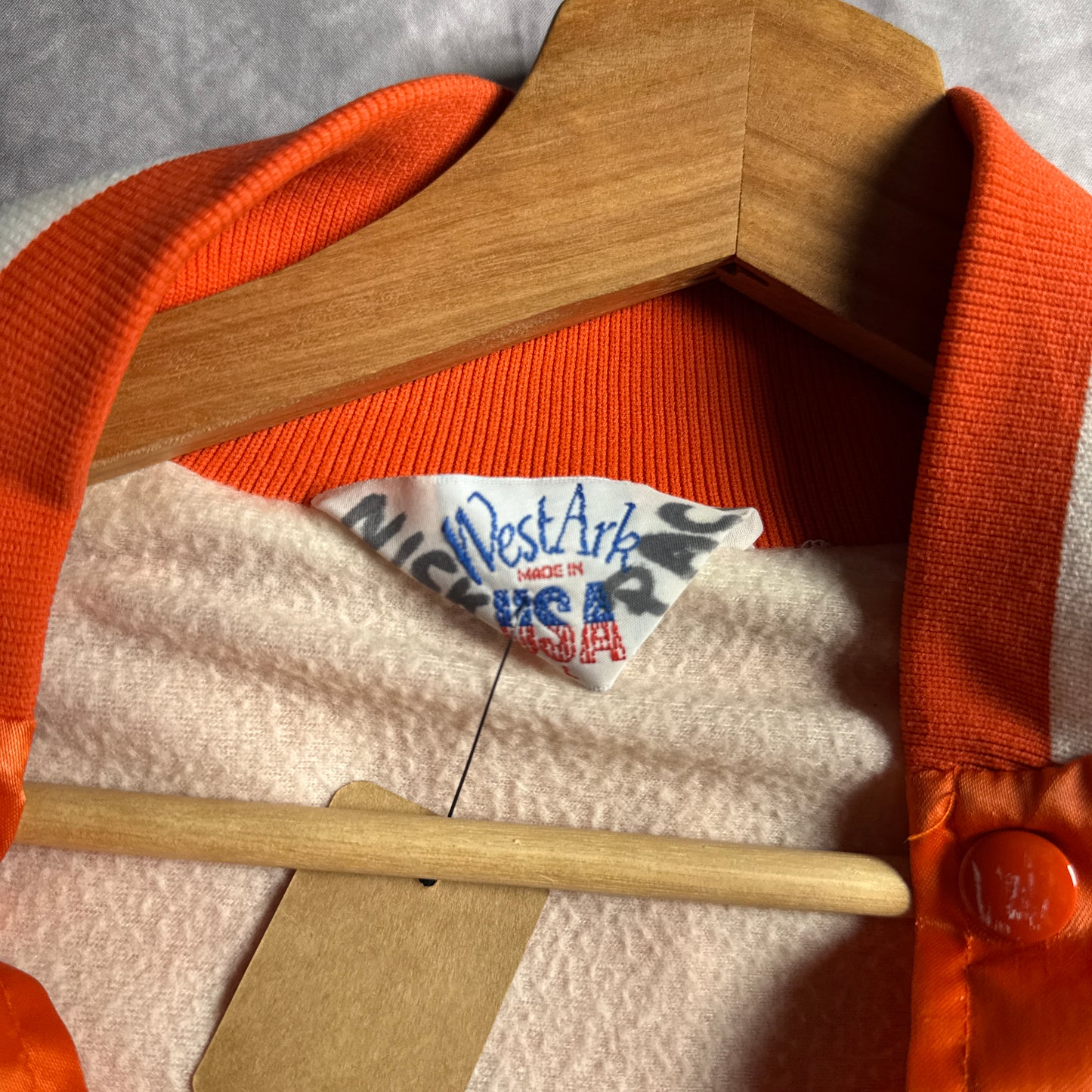 80s Orange Texas Longhorns Satin Bomber Jacket 4471