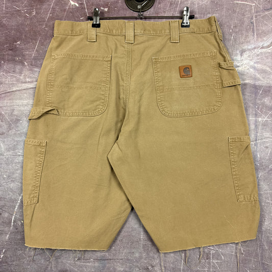 Early 00s Tan Brown Baggy Carhartt Carpenter Work Shorts 35x11 AZ76