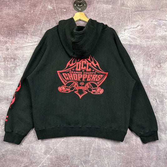 00s Black Orange County Choppers Flame Sleeve Hoodie 3047