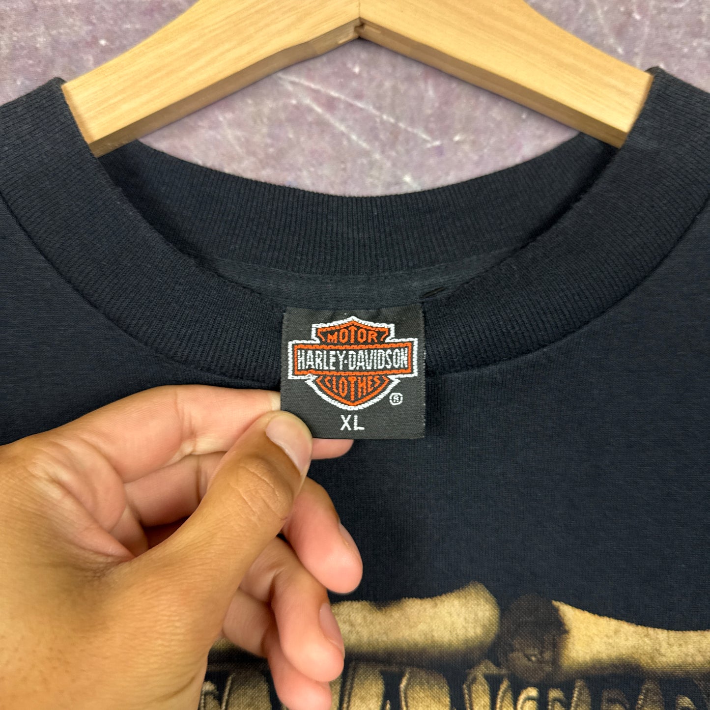 90s Black Harley Davidson 3D Emblem Shirt 3189