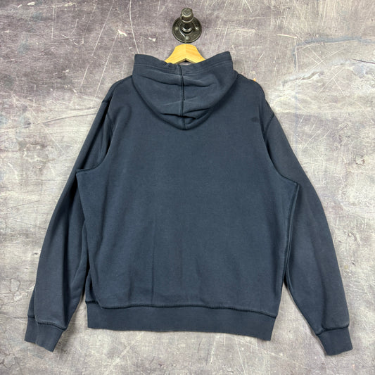 Early 00s Navy Blue Nike Mini Swoosh Essential Painter Hoodie L 0008