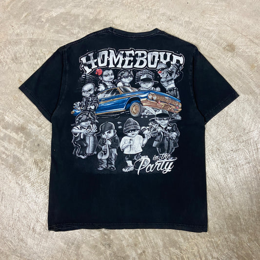 00s Faded Black Homeboys In The Party Lowrider Graphic Shirt XL BB84