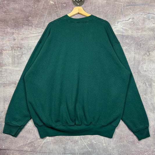 90s Dark Green Pro Spirit Blank Essential Crewneck Sweatshirt XL 1806
