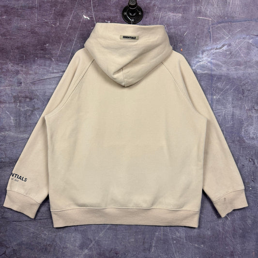 Tan Brown Fear Of God Essentials Spellout Logo Hoodie L 1786