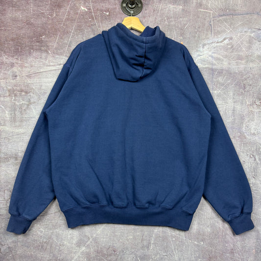 90s Navy Blue Carhartt Essential Logo Embroidered Hoodie L 2388