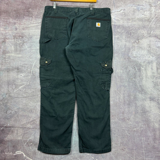 90s Black Carhartt Double Knee Cargo Work Pants 40x30.5 2189