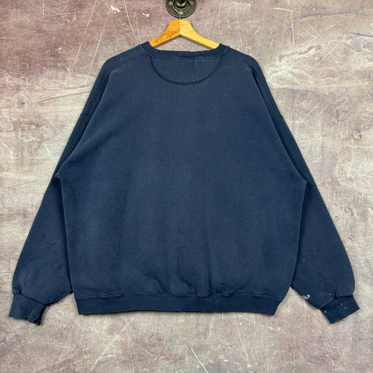 90s Navy Blue Notre Dame Crest Painter Graphic Crewneck Sweatshirt XL 2694