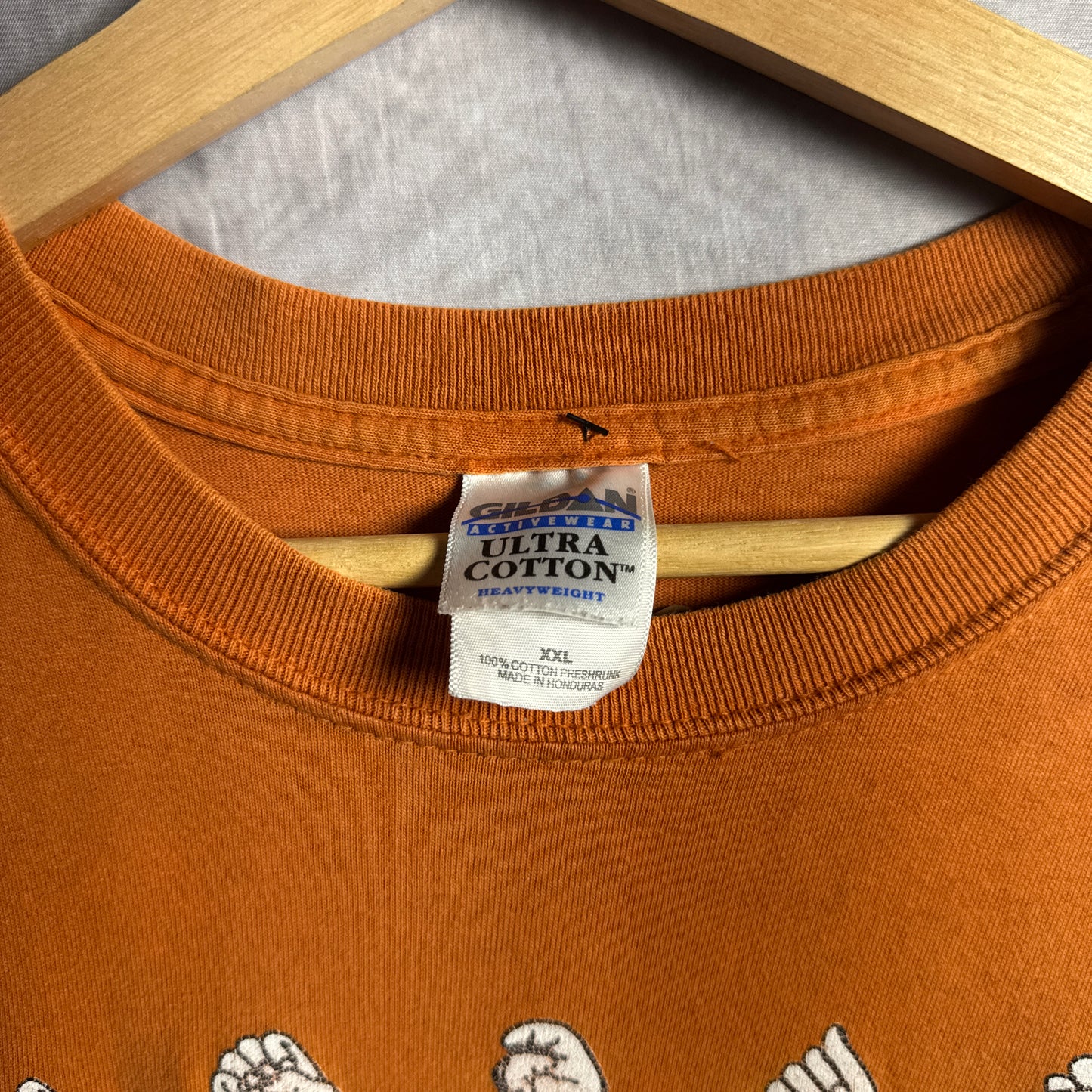 00s Orange Texas Longhorns Hand Sign Language Shirt 4593