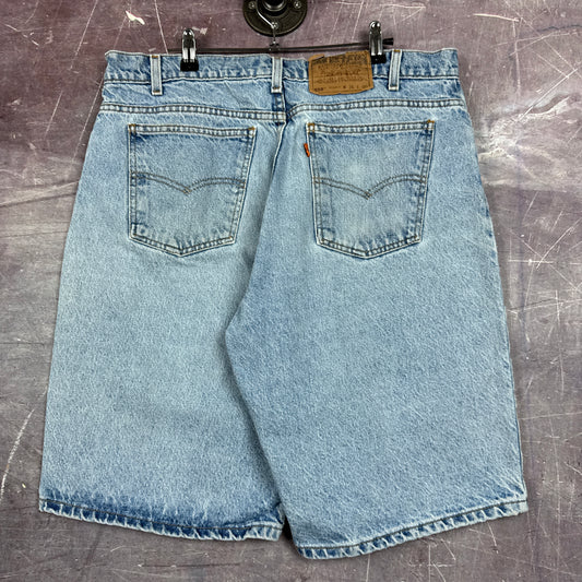 90s Light Wash Baggy Levi's 550 Orange Tab Denim Shorts 35x10.5 2782