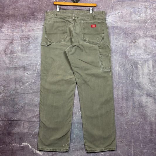Early 00s Olive Green Dickies Carpenter Work Pants 38x32 2139