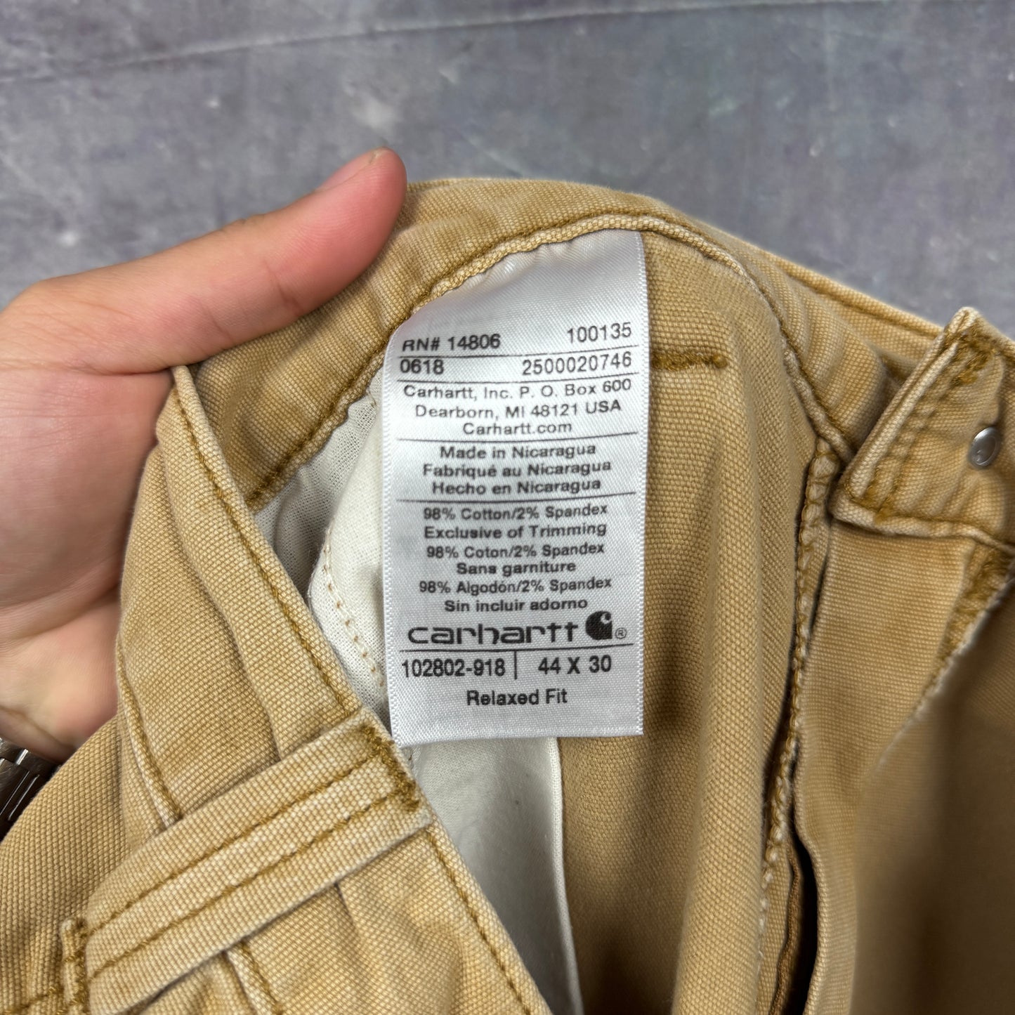 00s Tan Brown Carhartt Double Knee Carpenter Work Pants 43x26 2152