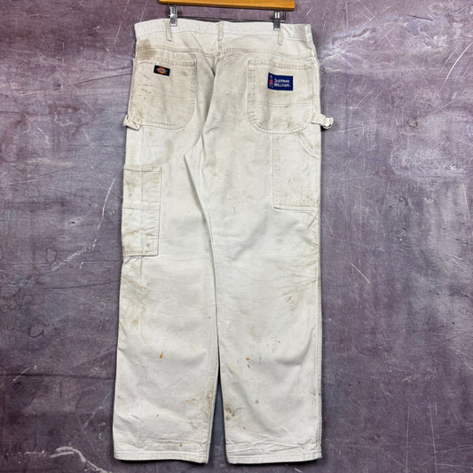 90s White Dickies Sherwin Williams Painter Carpenter Work Pants 37x31 2677
