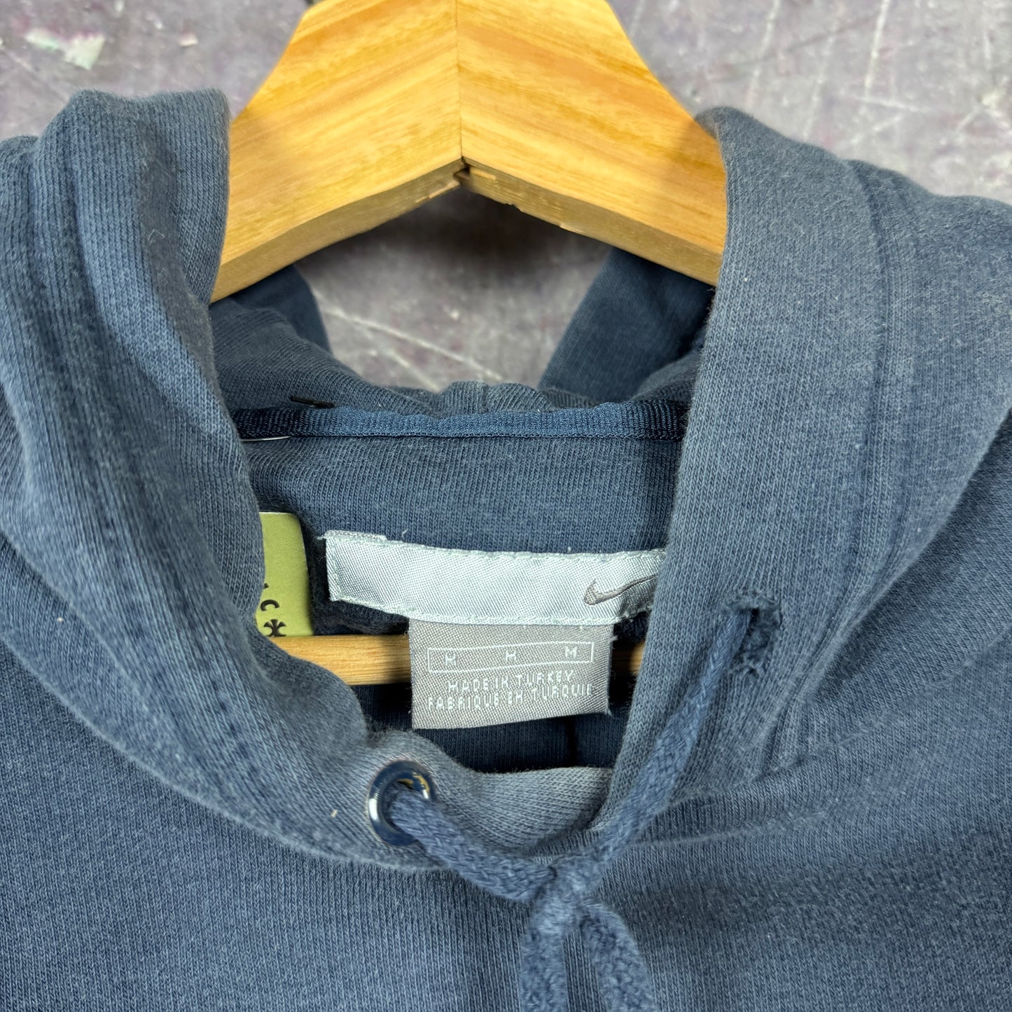 Early 00s Navy Blue Nike Mini Swoosh Essential Logo Hoodie L 0010