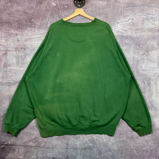 Early 00s Green Nike Webb Spartans Center Swoosh Crewneck Sweatshirt XXL 1820
