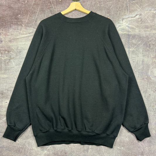 90s Black Tultex Blank Essential Crewneck Sweatshirt L 1988