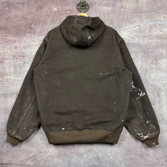 90s Mocha Brown Painter Carhartt Hooded Active Work Jacket XL 2385