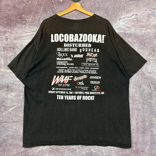 2001 Faded Black United Locobazooka USA Flag Graphic Shirt XL 2813