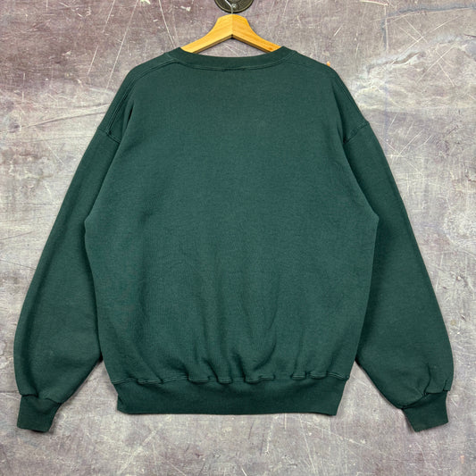 90s Green Russell Athletic Blank Essential Crewneck Sweatshirt L 1826