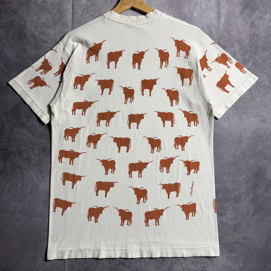 90s White Texas Longhorns All Over Print Shirt 4546