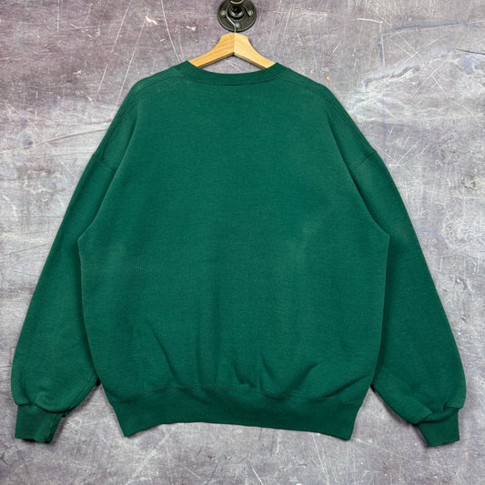 90s Forest Green Russell Athletic Blank Essential Crewneck Sweatshirt XL 1975