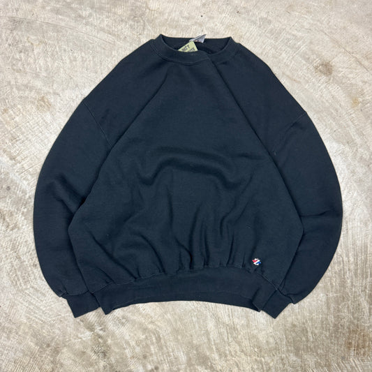 90s Faded Black Blank Essential Jerzees Crewneck Sweasthirt Boxy XL AL13