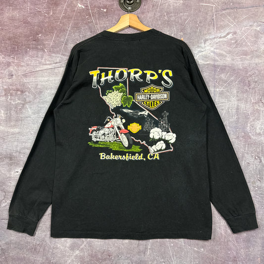 90s Faded Black Harley Davidson Long Sleeve Shirt 3100