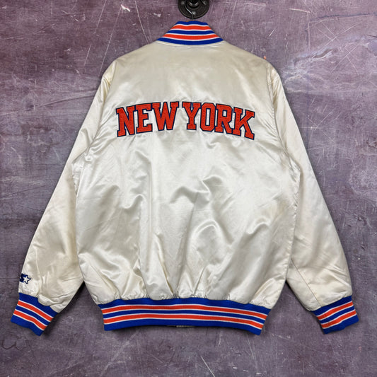 2013 White New York Knicks White Christmas Limited Edition Satin Starter Jacket L 2996