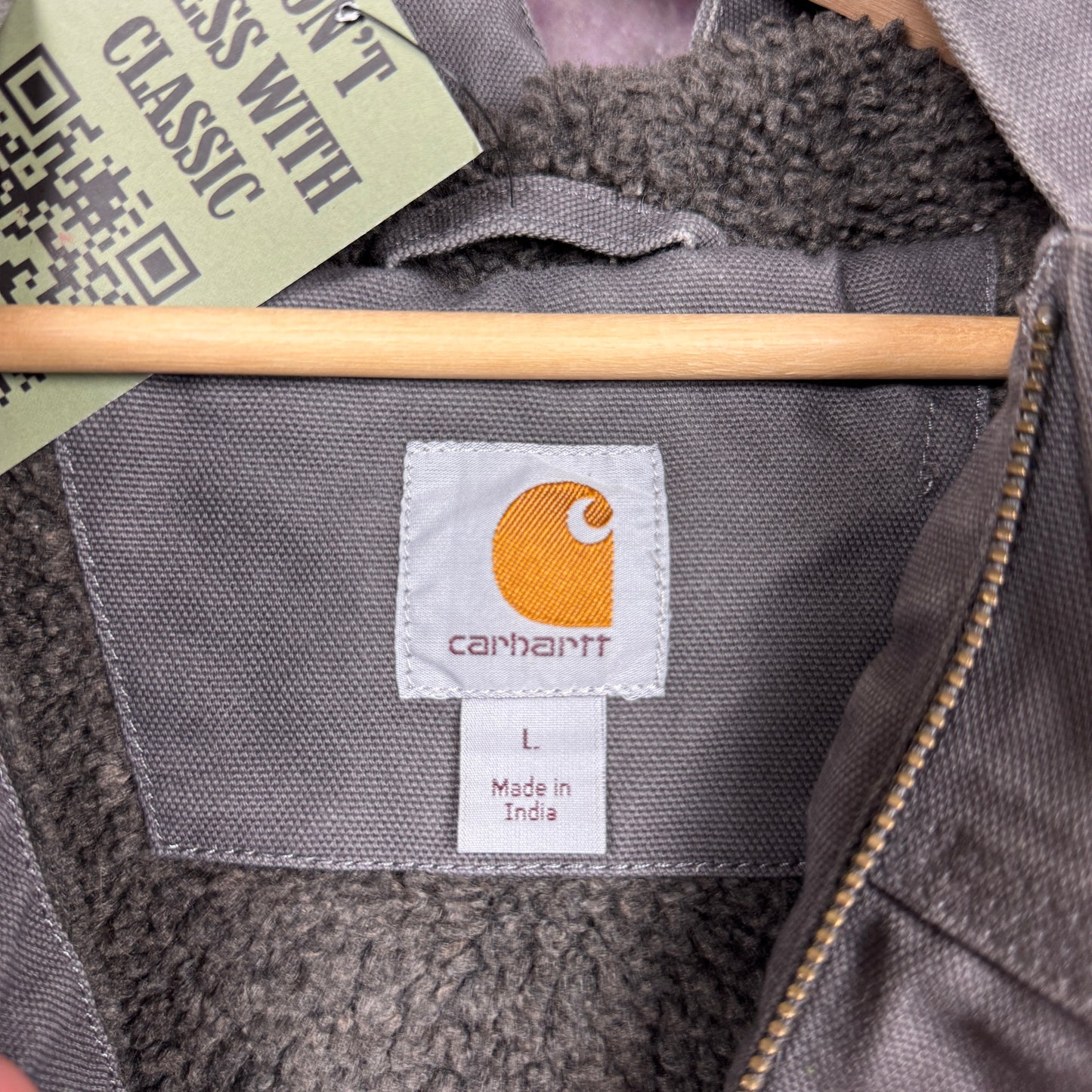 00s Gray Carhartt Hooded Quick Duck Jefferson Work Jacket XL 2290