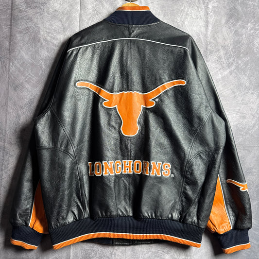 90s Black Texas Longhorns Leather Jacket 4584