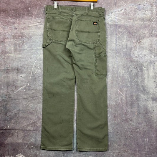 00s Olive Green Dickies Carpenter Work Pants 34x30 2488