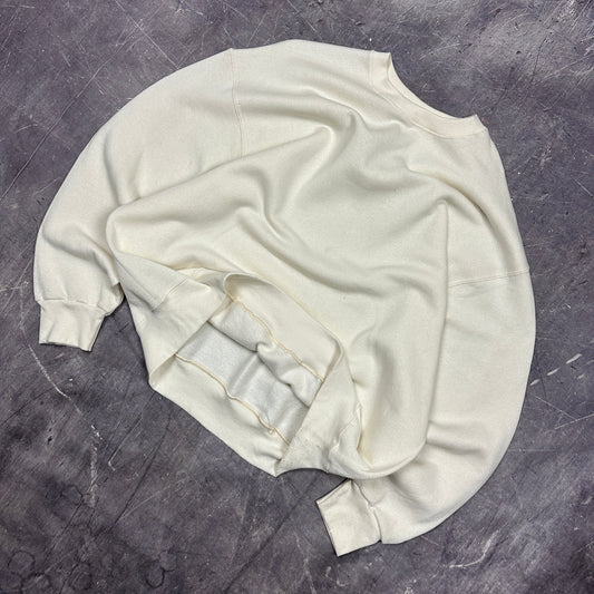 90s Cream Tan Fruit Of The Loom Blank Essential Crewneck Sweasthirt XL F62