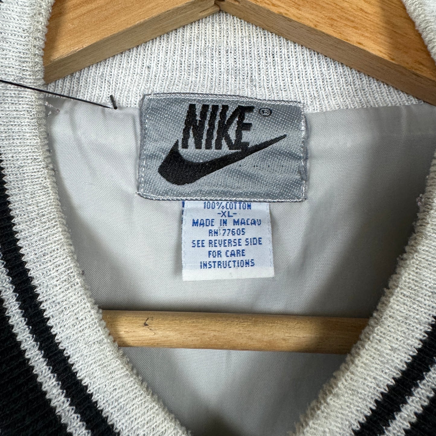 90s Gray Black Nike Boot Cotton Varsity Bomber Jacket L 0522